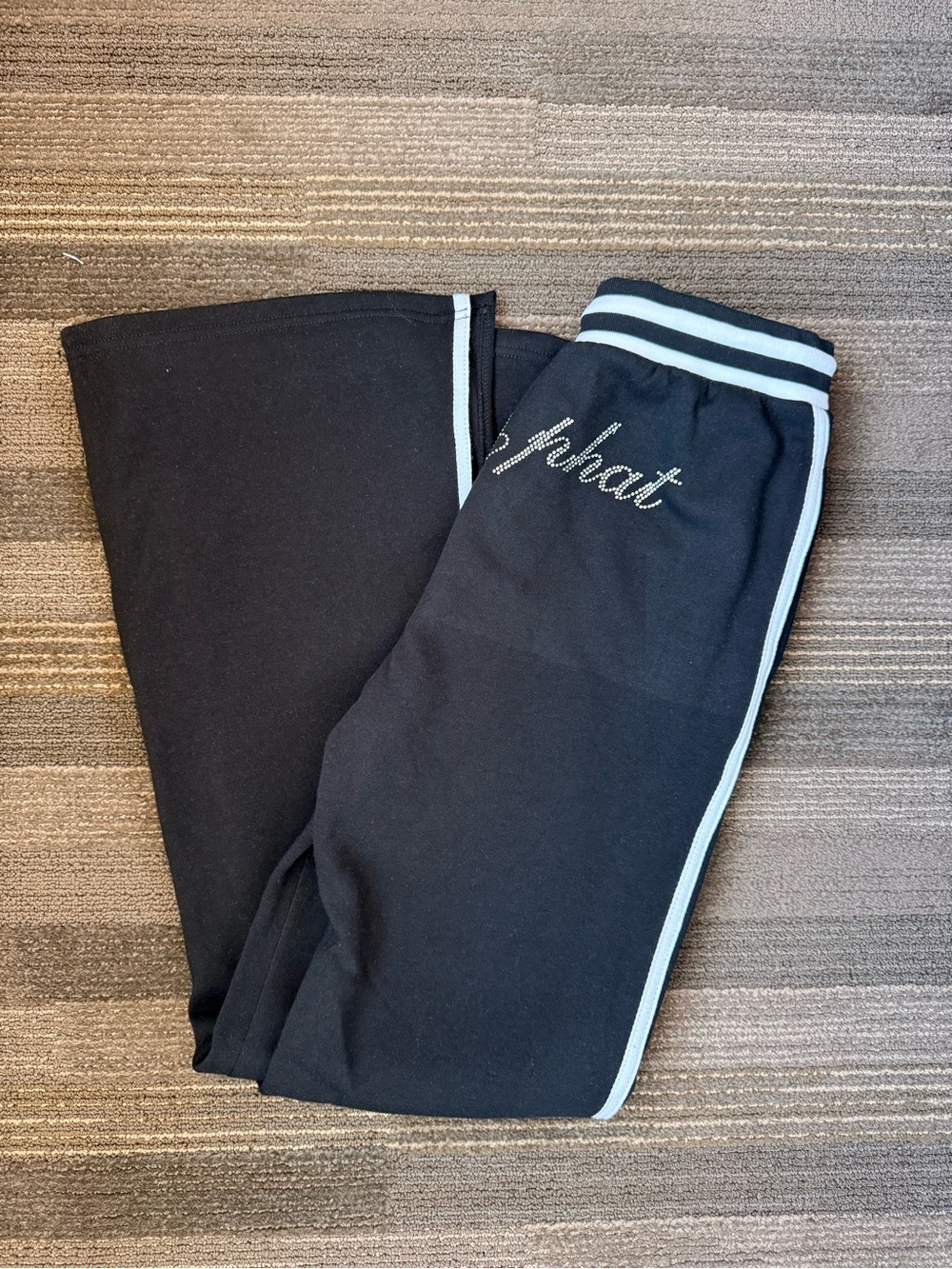 Baby Phat black sweatpants Sz M white stripes and 'baby phat' logo Brand NWT Y2K